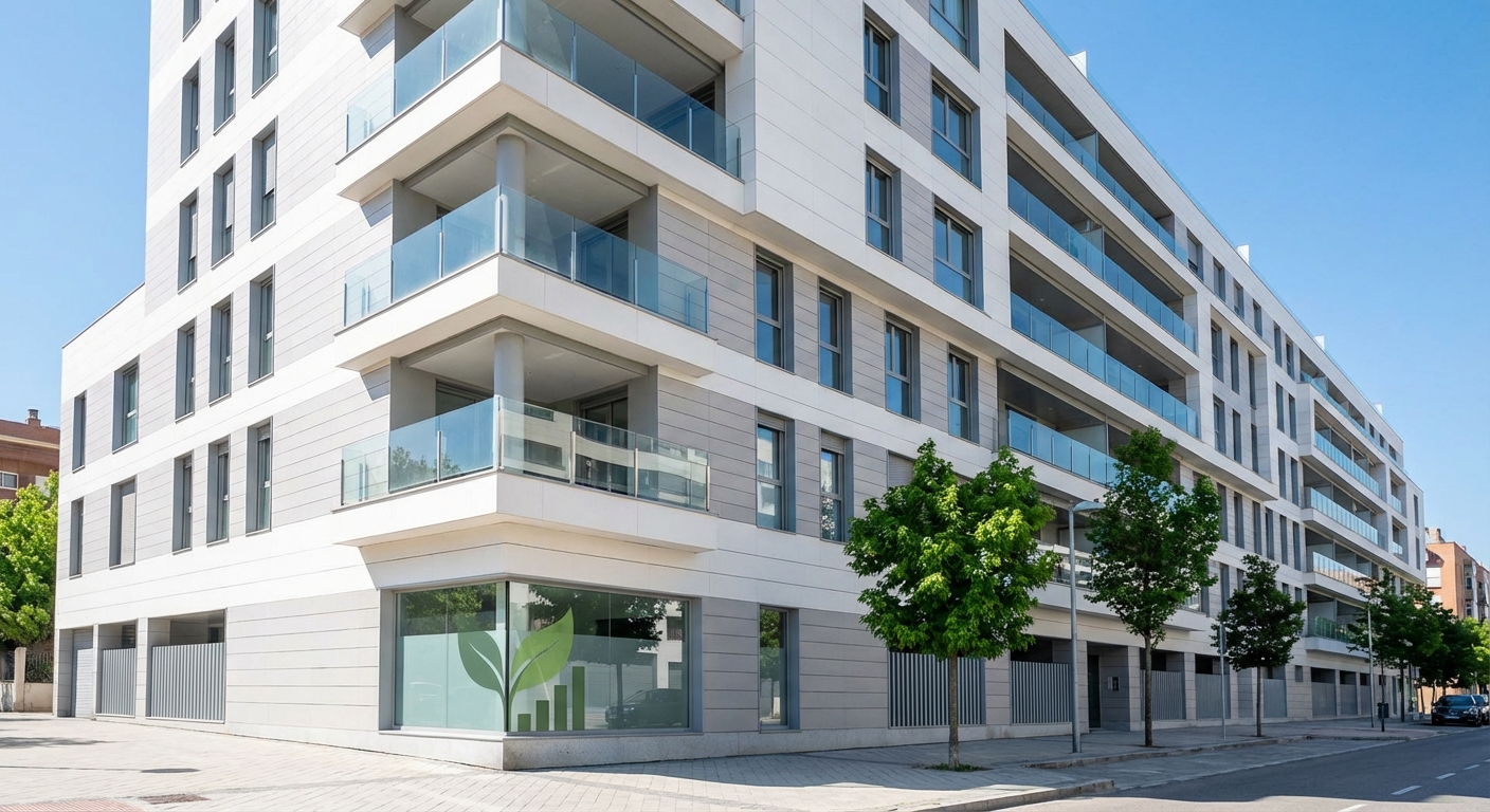 Madrid building facade modern apartment
